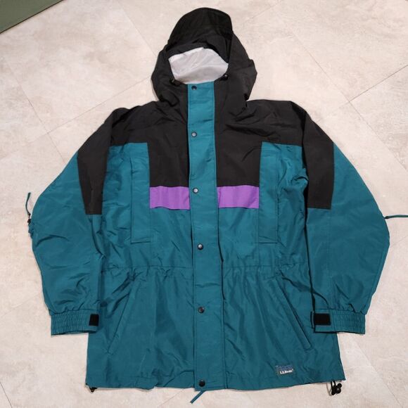 VTG LL Bean Sunbuster Womens L Large Colorblock Hooded Ski Jacket Windbreaker - Picture 3 of 11